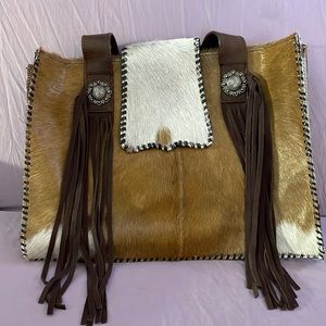 Handmade from Texas cow hide purse EUC